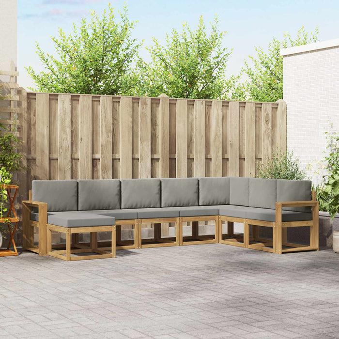 Set de canapele de exterior cu pernă 8 pcs Alb și gri deschis WALTI