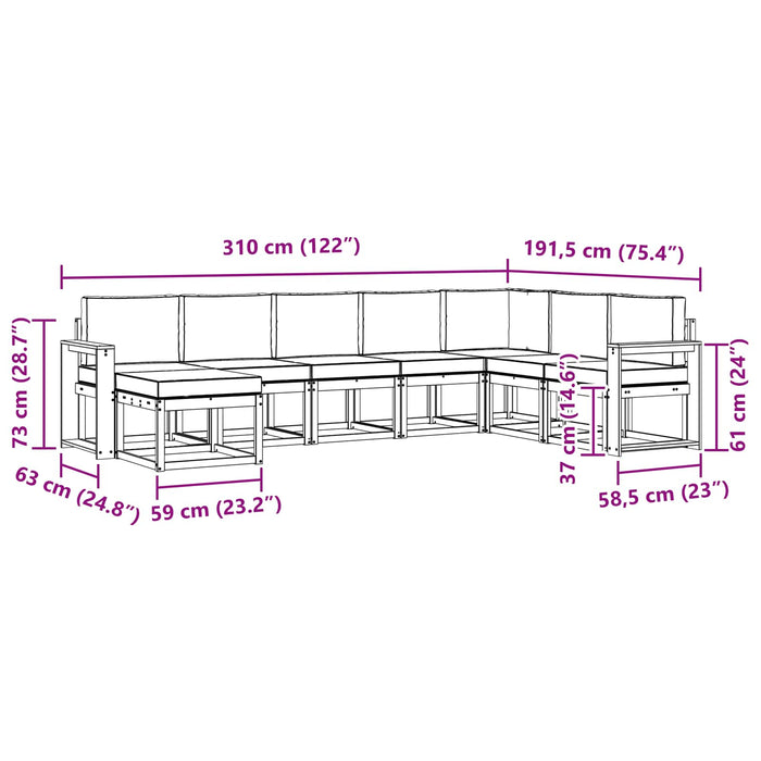 Set de canapele de exterior cu pernă 8 pcs Alb și Bej WALTI