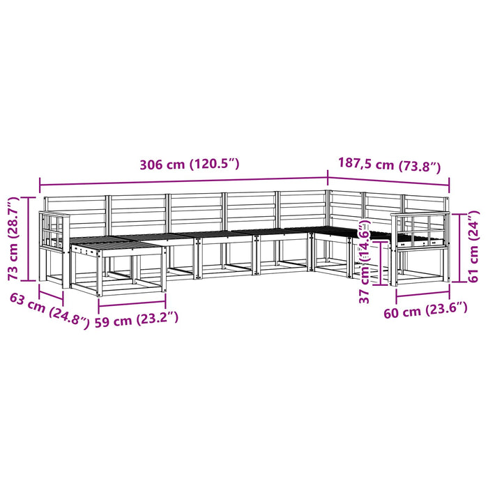 Set de canapele de exterior 8 pcs Alb Lemn Solid de Acacia WALTI