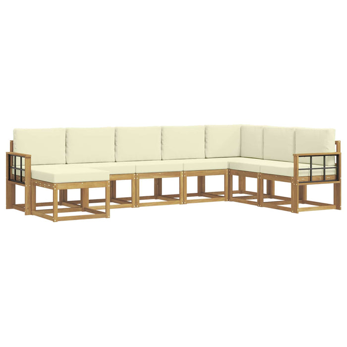 Set de canapele de exterior cu pernă 8 pcs Alb și crem WALTI