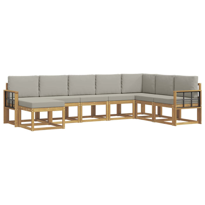 Set de canapele de exterior cu pernă 8 pcs Alb și gri deschis WALTI