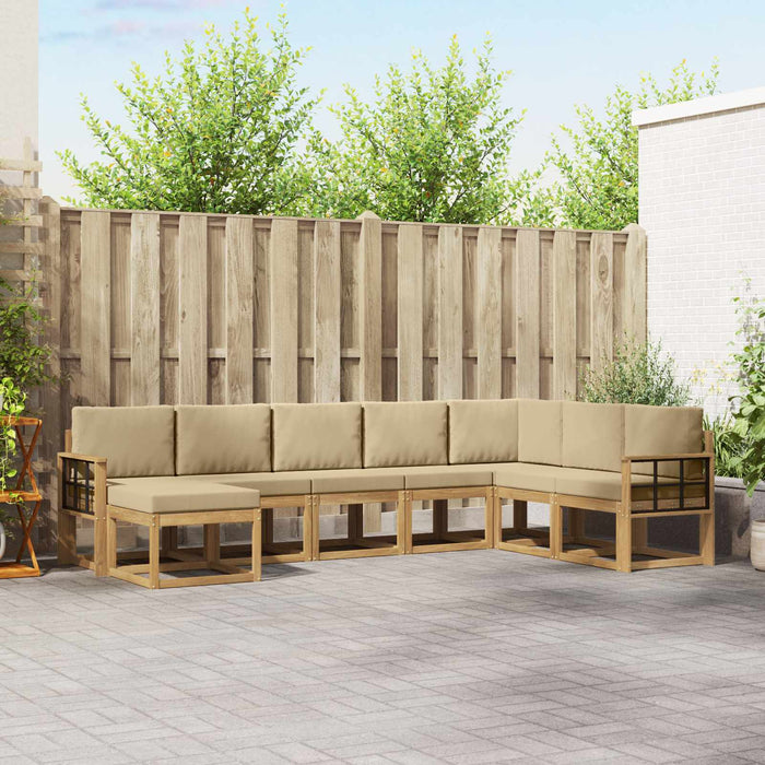 Set de canapele de exterior cu pernă 8 pcs Alb și Bej WALTI
