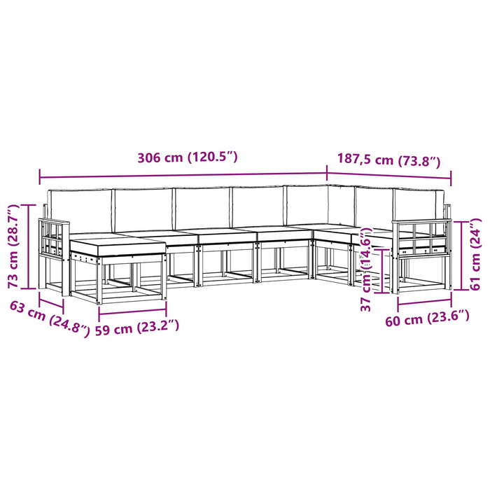 Set de canapele de exterior cu pernă 8 pcs Alb și Bej WALTI