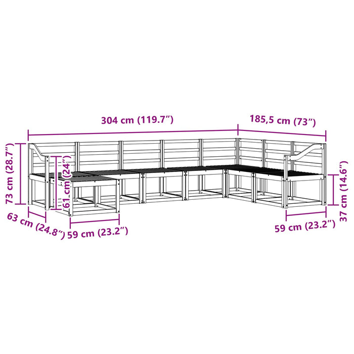 Set de canapele de exterior 8 pcs Alb Lemn Solid de Acacia WALTI