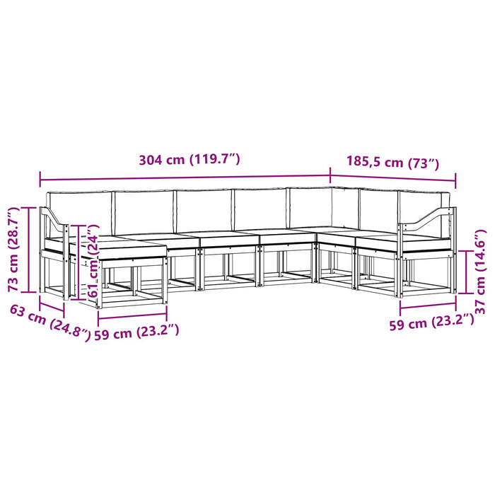 Set de canapele de exterior cu pernă 8 pcs Alb și Bej WALTI