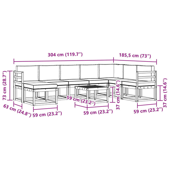 Set de canapele de exterior cu pernă 9 pcs Alb și Bej WALTI