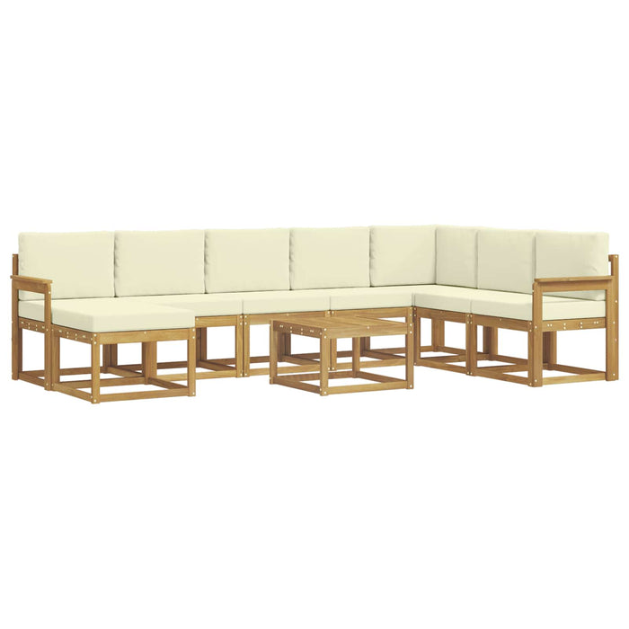 Set de canapele de exterior cu pernă 9 pcs Alb și crem WALTI