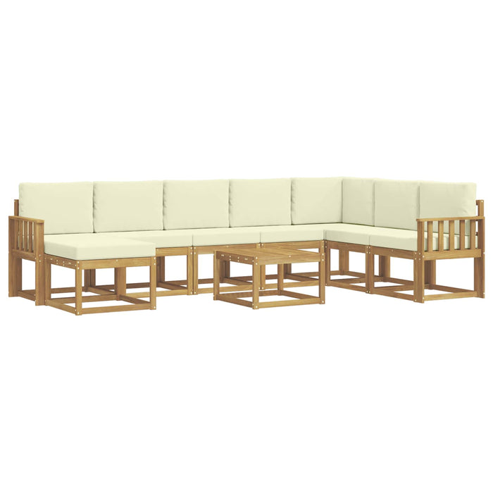 Set de canapele de exterior cu pernă 9 pcs Alb și crem WALTI