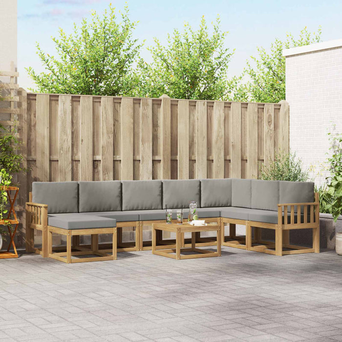 Set de canapele de exterior cu pernă 9 pcs Alb și gri deschis WALTI