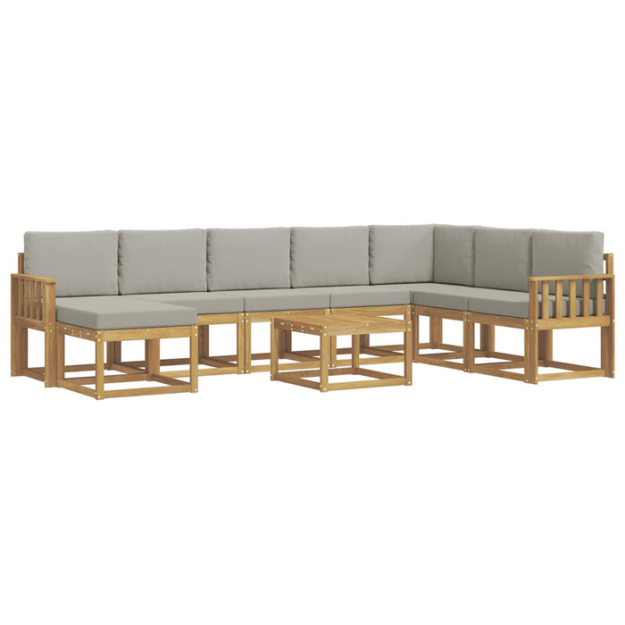 Set de canapele de exterior cu pernă 9 pcs Alb și gri deschis WALTI