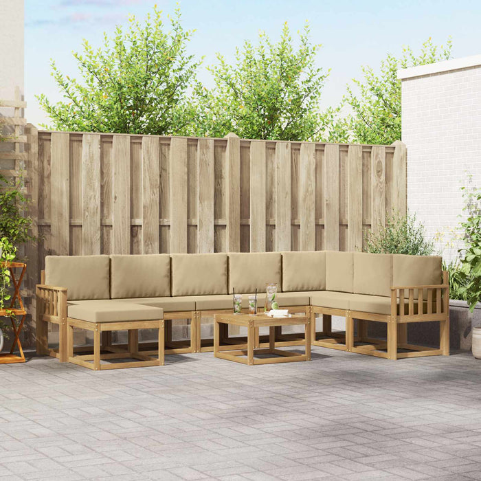 Set de canapele de exterior cu pernă 9 pcs Alb și Bej - WALTI WALTI
