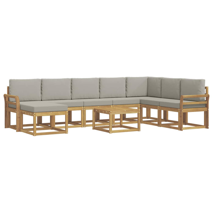 Set de canapele de exterior cu pernă 9 pcs Alb și gri deschis WALTI
