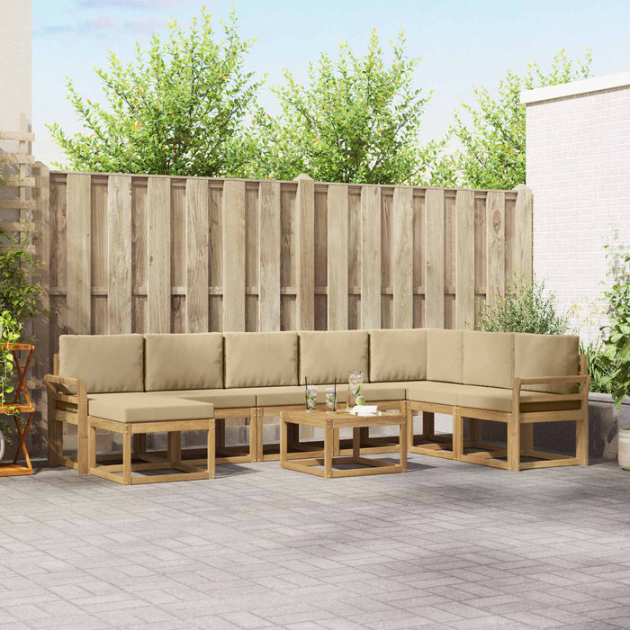 Set de canapele de exterior cu pernă 9 pcs Alb și Bej WALTI
