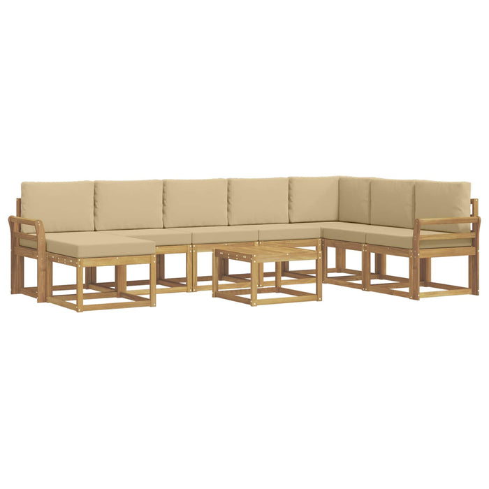 Set de canapele de exterior cu pernă 9 pcs Alb și Bej WALTI