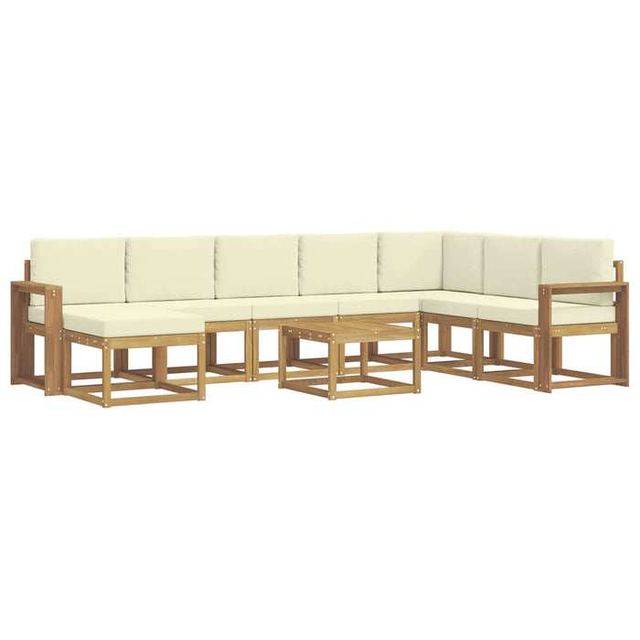 Set de canapele de exterior cu pernă 9 pcs Alb și crem WALTI