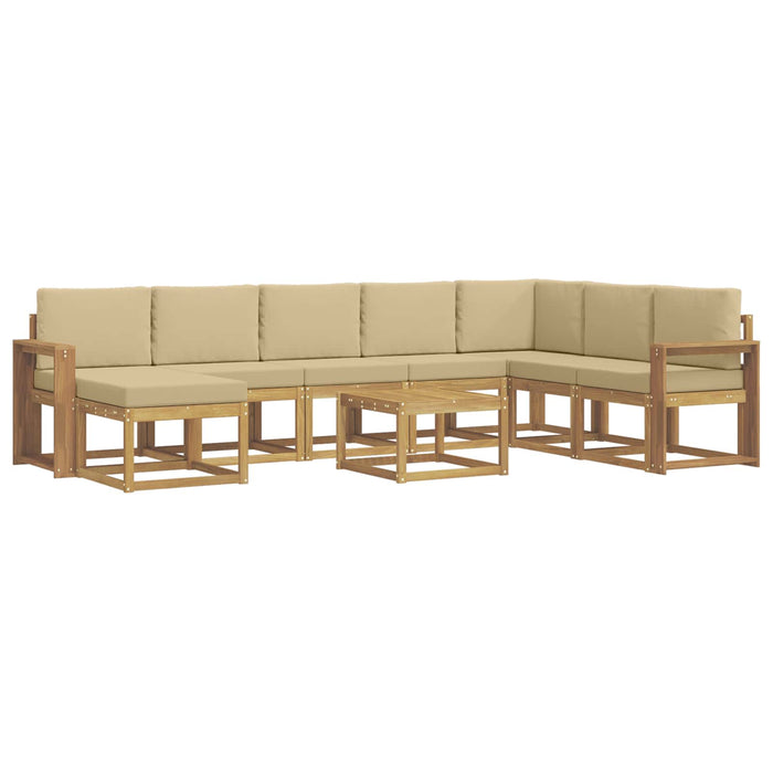 Set de canapele de exterior cu pernă 9 pcs Alb și Bej WALTI