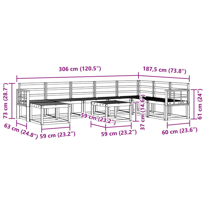 Set de canapele de exterior 9 pcs Alb Lemn Solid de Acacia WALTI