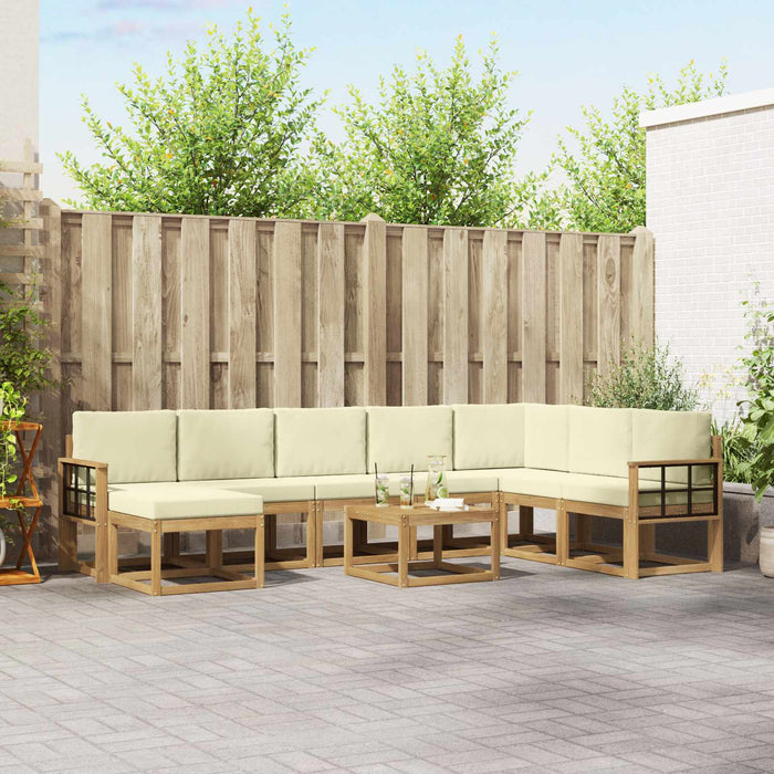 Set de canapele de exterior cu pernă 9 pcs Alb și crem WALTI