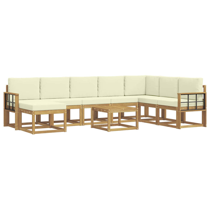 Set de canapele de exterior cu pernă 9 pcs Alb și crem WALTI