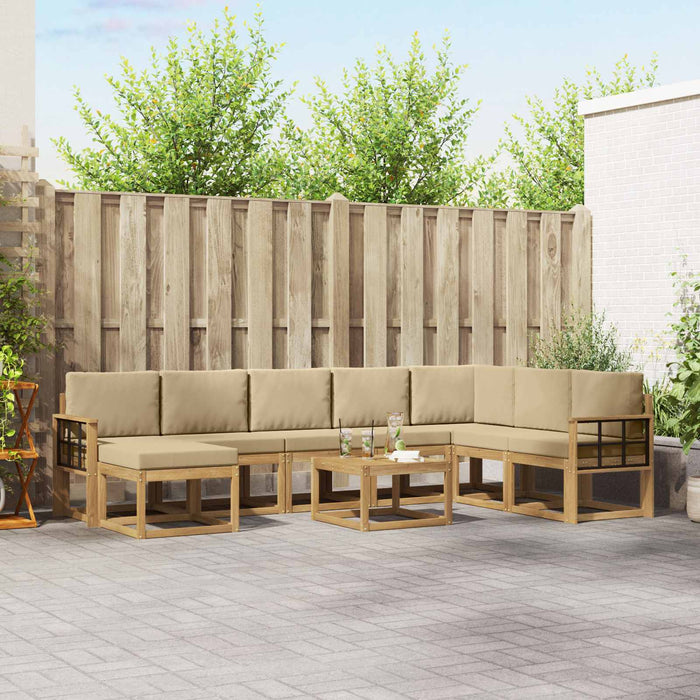 Set de canapele de exterior cu pernă 9 pcs Alb și Bej WALTI