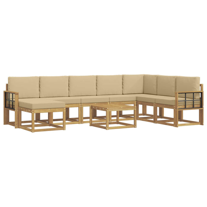 Set de canapele de exterior cu pernă 9 pcs Alb și Bej WALTI