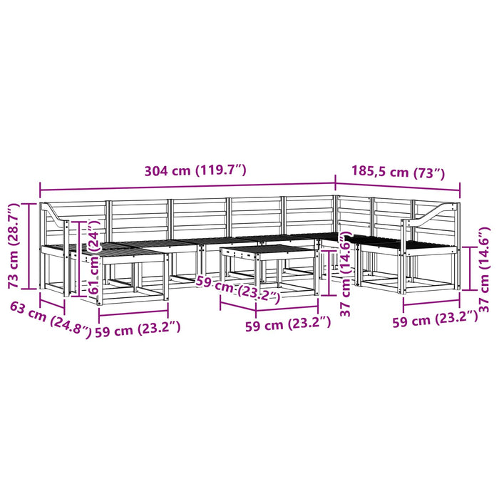 Set de canapele de exterior 9 pcs Alb Lemn Solid de Acacia WALTI