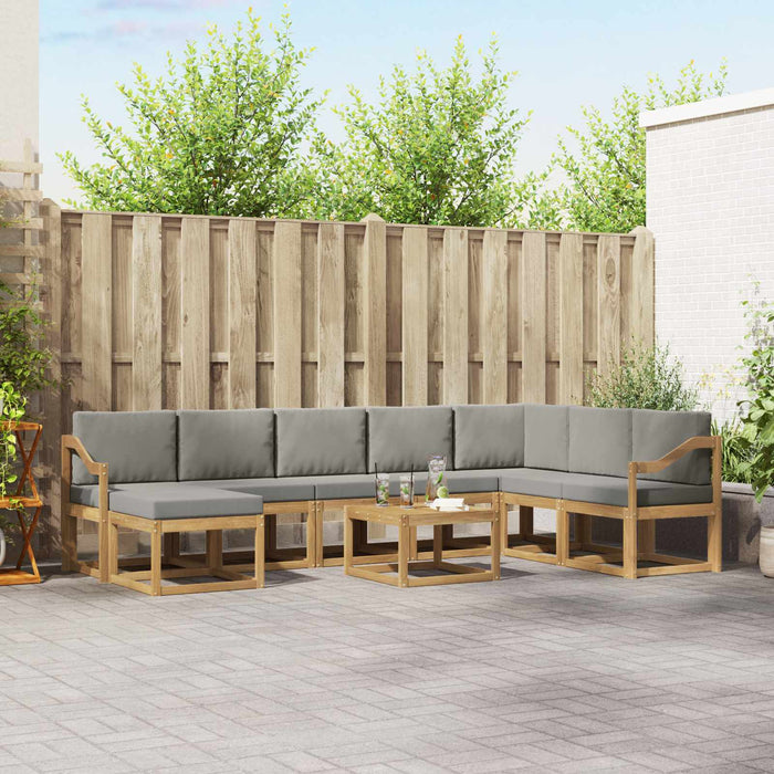 Set de canapele de exterior cu pernă 9 pcs Alb și gri deschis WALTI