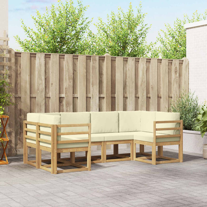 Set de canapele de exterior cu pernă 6 pcs Alb și crem WALTI