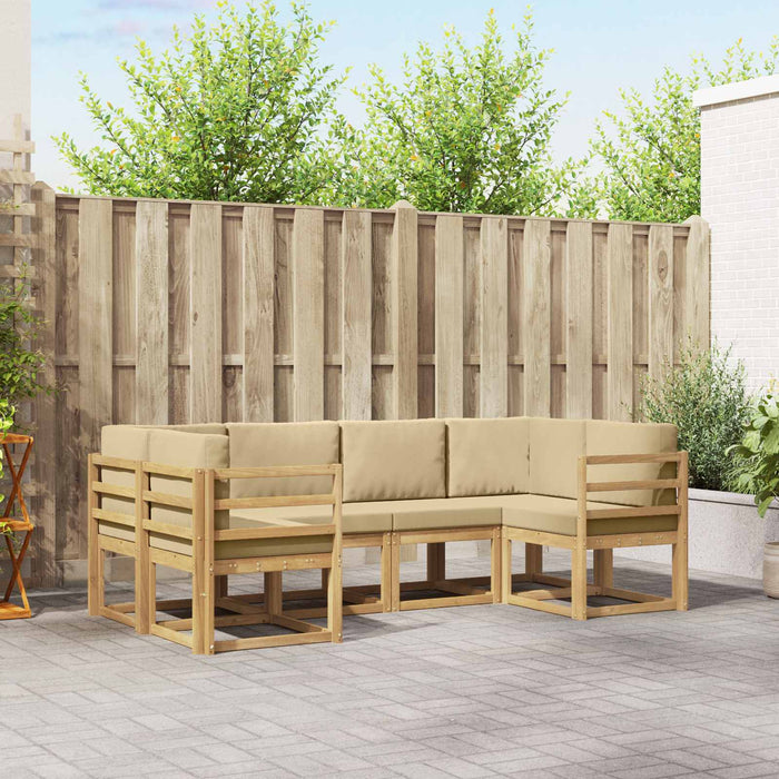 Set de canapele de exterior cu pernă 6 pcs Alb și Bej WALTI