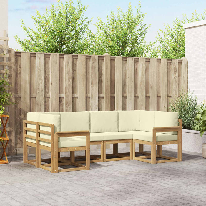 Set de canapele de exterior cu pernă 6 pcs Alb și crem WALTI