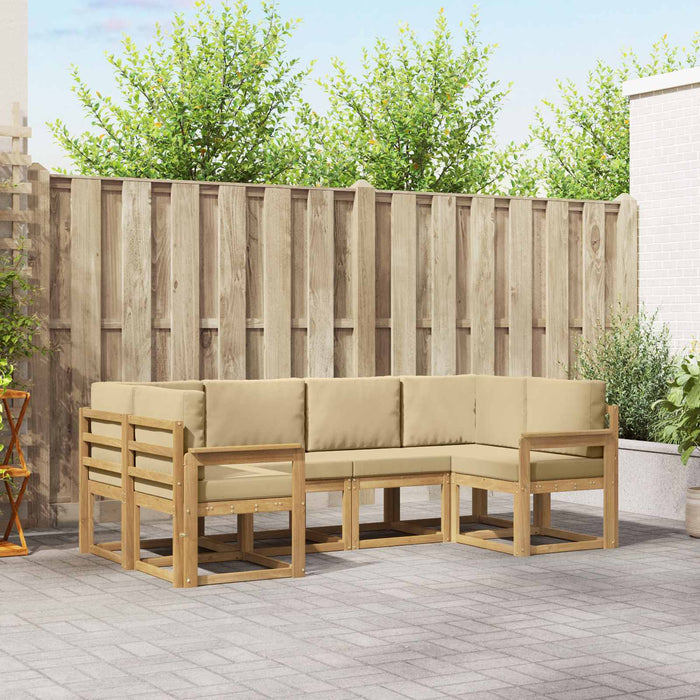 Set de canapele de exterior cu pernă 6 pcs Alb și Bej WALTI