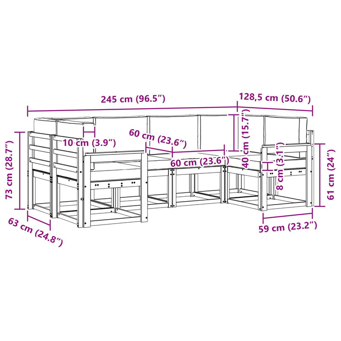 Set de canapele de exterior cu pernă 6 pcs Alb și Bej WALTI
