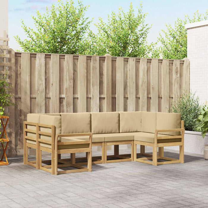 Set de canapele de exterior cu pernă 6 pcs Alb și Bej WALTI
