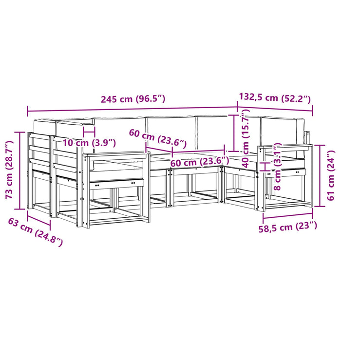 Set de canapele de exterior cu pernă 6 pcs Alb și crem WALTI