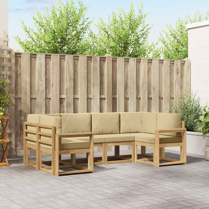 Set de canapele de exterior cu pernă 6 pcs Alb și Bej WALTI