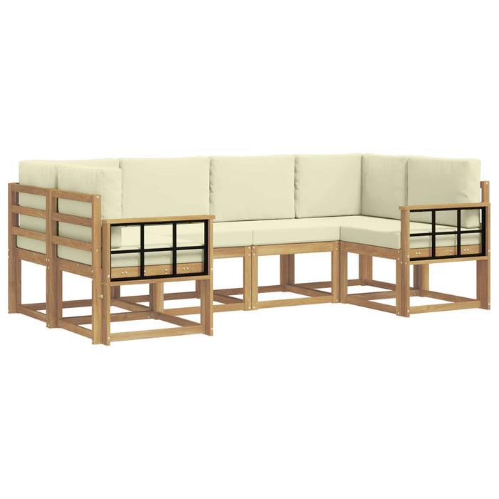 Set de canapele de exterior cu pernă 6 pcs Alb și crem WALTI