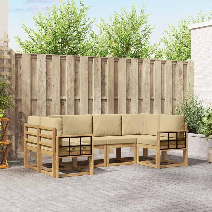 Set de canapele de exterior cu pernă 6 pcs Alb și Bej WALTI