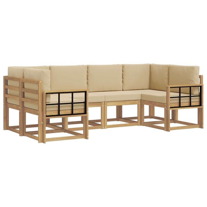 Set de canapele de exterior cu pernă 6 pcs Alb și Bej WALTI