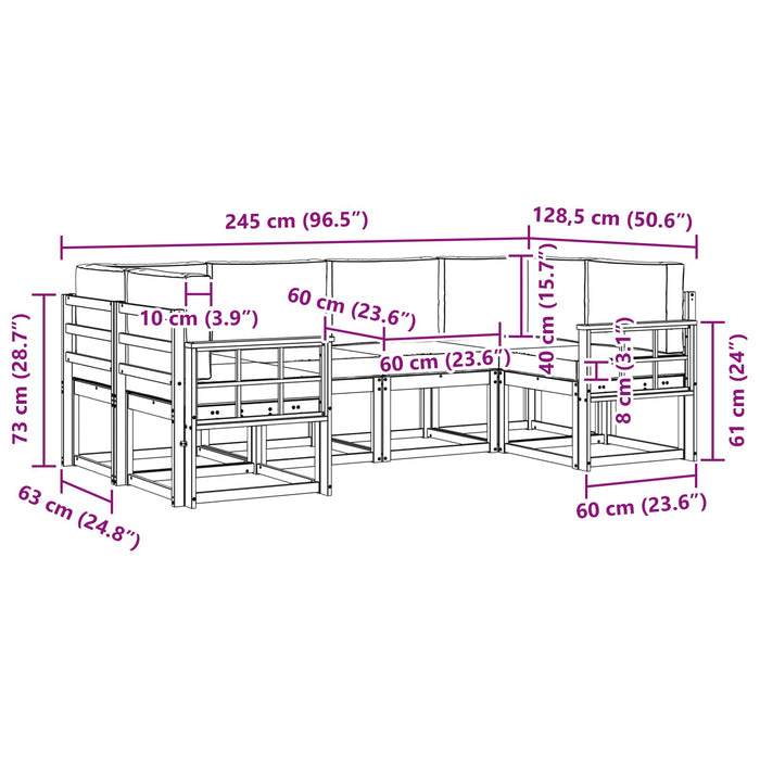 Set de canapele de exterior cu pernă 6 pcs Alb și Bej WALTI