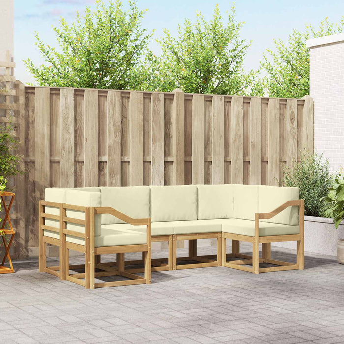 Set de canapele de exterior cu pernă 6 pcs Alb și crem WALTI