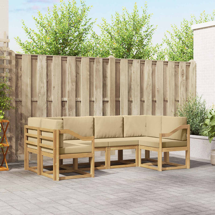 Set de canapele de exterior cu pernă 6 pcs Alb și Bej WALTI