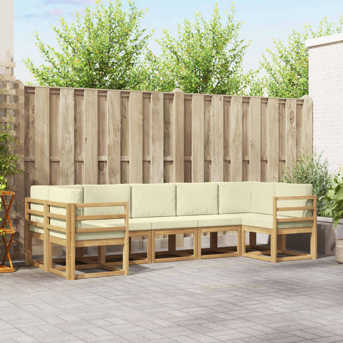 Set de canapele de exterior cu pernă 7 pcs Alb și crem WALTI