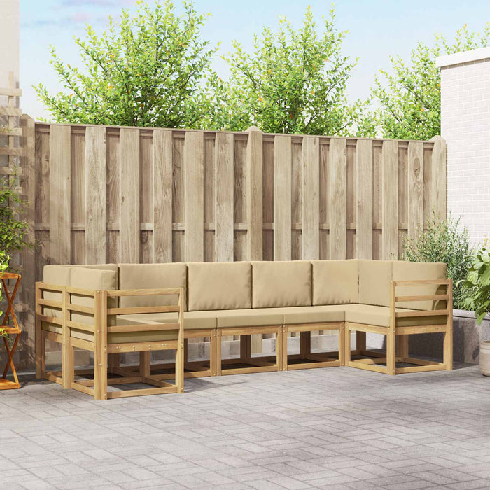 Set de canapele de exterior cu pernă 7 pcs Alb și Bej WALTI