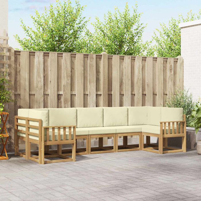 Set de canapele de exterior cu pernă 7 pcs Alb și crem WALTI
