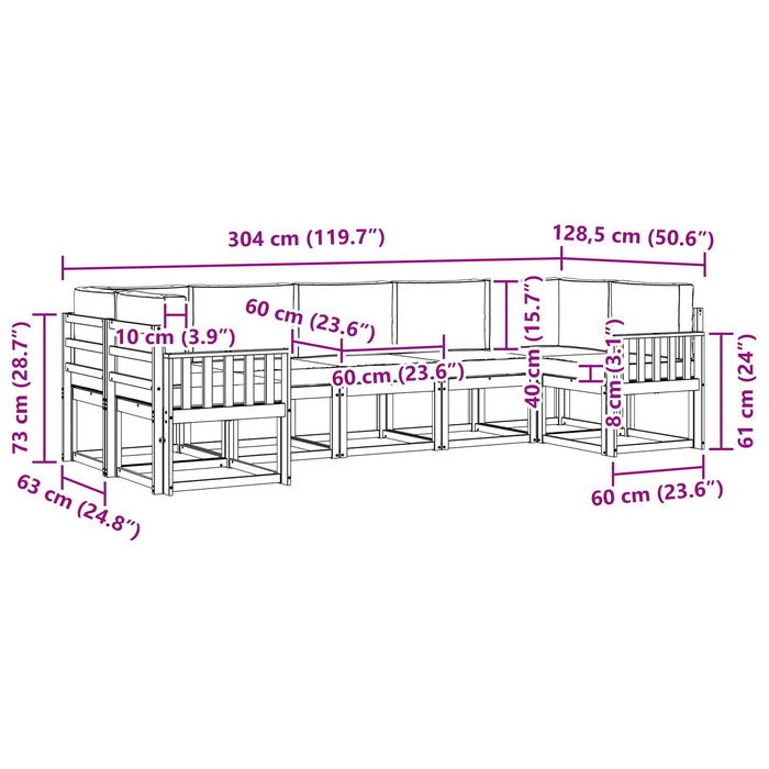 Set de canapele de exterior cu pernă 7 pcs Alb și crem WALTI