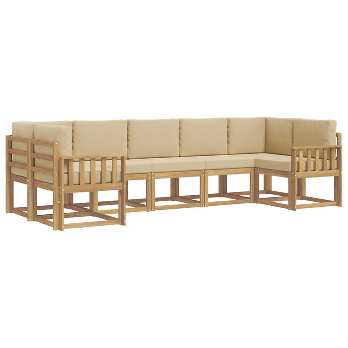 Set de canapele de exterior cu pernă 7 pcs Alb și Bej - WALTI WALTI