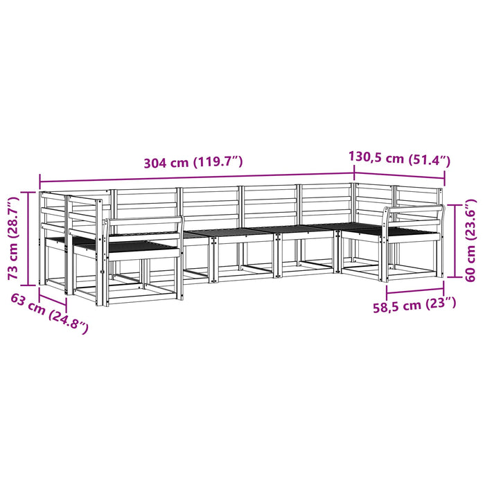 Set de canapele de exterior 7 pcs Alb Lemn Solid de Acacia WALTI