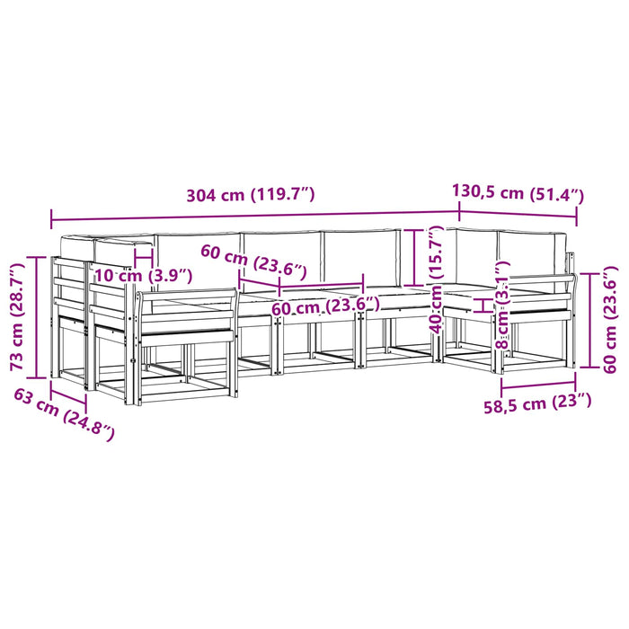 Set de canapele de exterior cu pernă 7 pcs Alb și crem WALTI