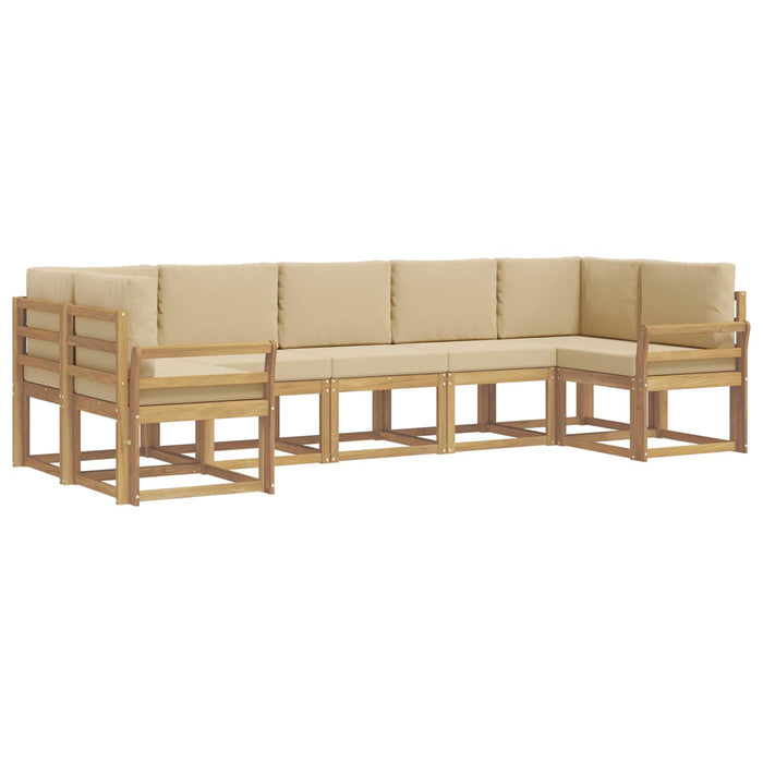 Set de canapele de exterior cu pernă 7 pcs Alb și Bej - WALTI WALTI