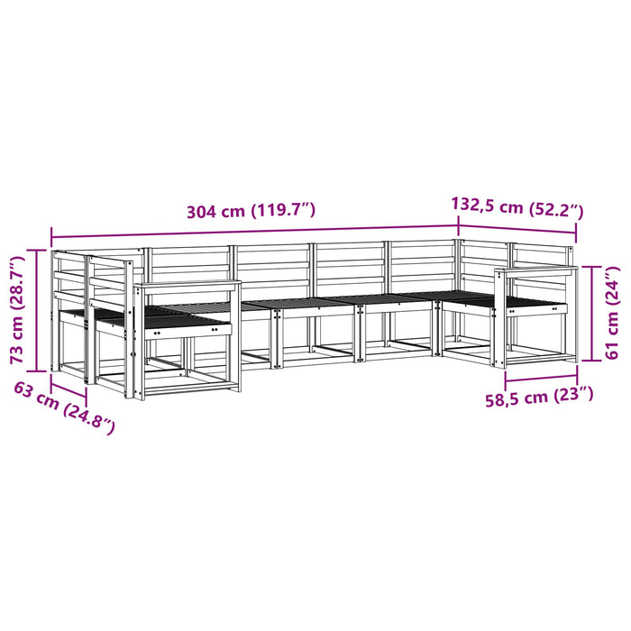 Set de canapele de exterior 7 pcs Alb Lemn Solid de Acacia WALTI